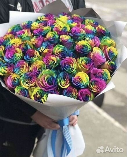 Радужные розы Доставка цветов