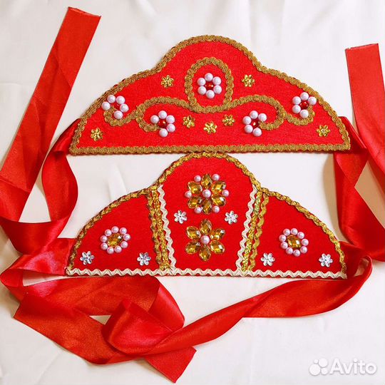 Кокошник детский красный