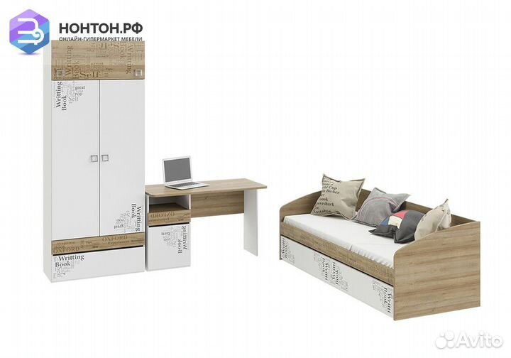 Спальный гарнитур Оксфорд ривьера / белый с рисунк