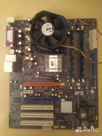 Материнская плата сокет 775 + проц+память+кулер