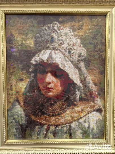 Вышивка крестом Русская красавица в кокошнике