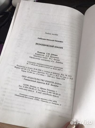 Экономический анализ Любушин 2008