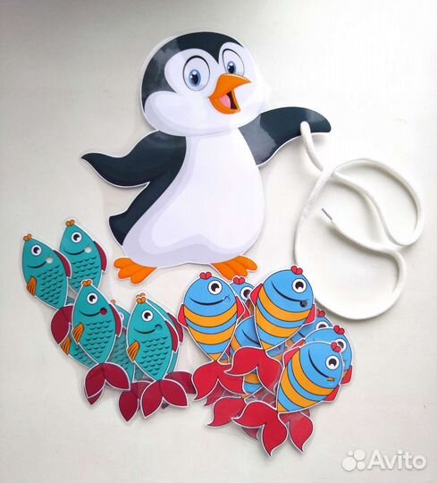 Развивающая игра для детей Шнуровка пингвин, заяц