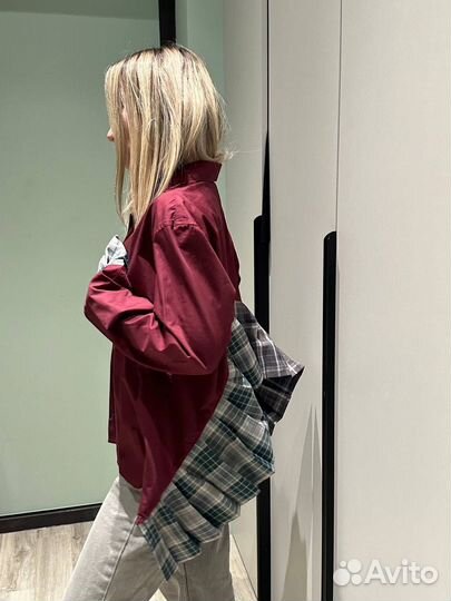 Рубашка бордо апсайкл дизайнерская