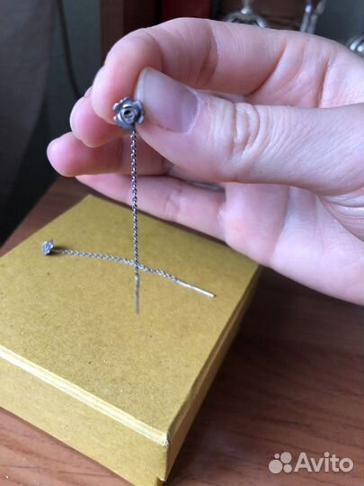 Серьги серебряные нити 2 пары