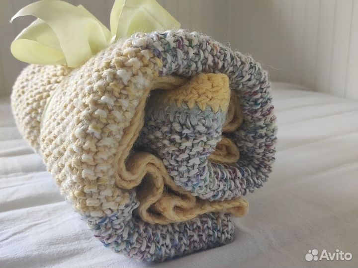 Детский вязаный плед для новорожденных