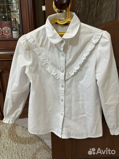 Рубашка белая школьная на девочку 128 см