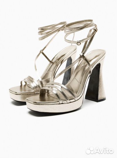 Сандалии металик на каблуке Zara (41 - в Москве)