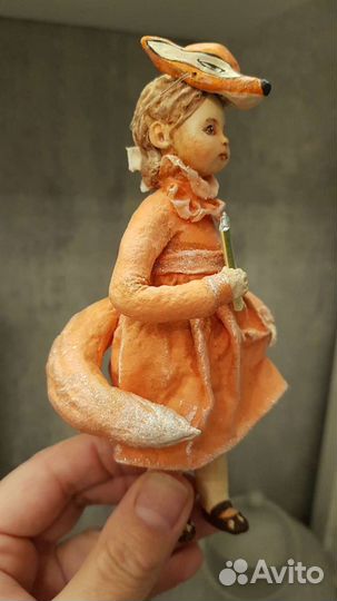 Ватная ёлочная игрушка Девочка СССР 