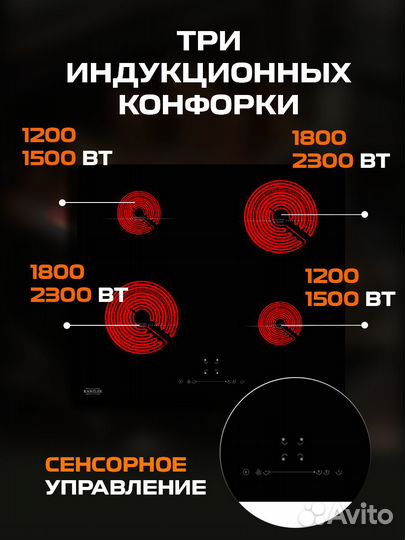 Индукционная варочная панель 4 конфорки новая