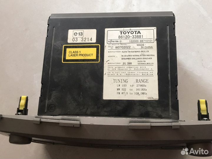 Заводской Магнитофон toyota camry