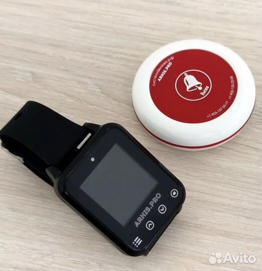 Кнопка вызова официанта и часы пейджер Элит