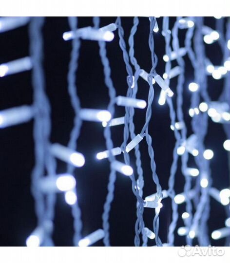 Гирлянда уличная бахрома, 6 на 0,6М. Белый+Синий