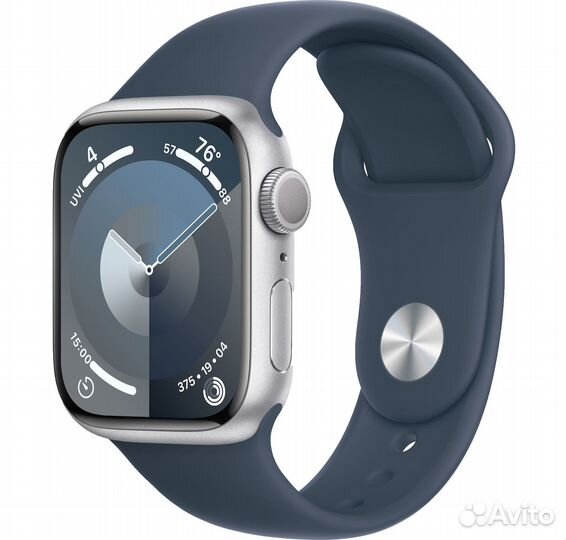 Apple Watch S9 41 Silver Alum Storm Blue Sport M/L