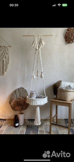 Лежанка для кота из макраме