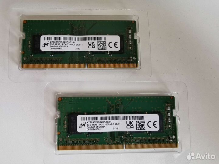 Оперативная память DDR4 16GB (2x8GB) sodimm 3200