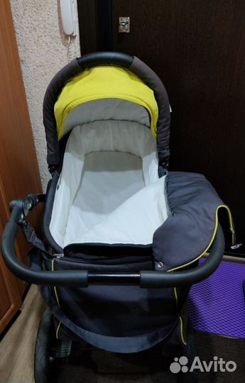 Коляска модульная 2 в 1 серо-салатовая