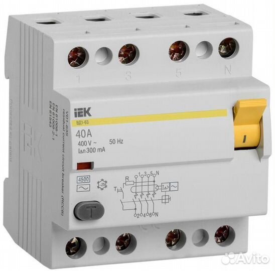 Выключатель дифференциального тока (узо) 4п 40А 30