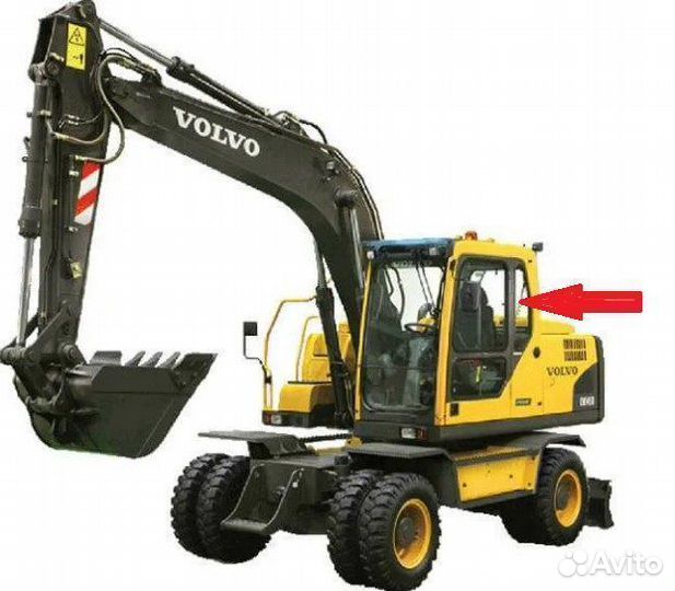Стекло левое за дверью на экскаватор Volvo EW