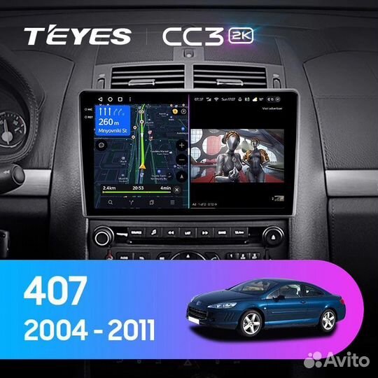 Магнитола Teyes CC3 2K 3+32 Peugeot 407 1 2004-201