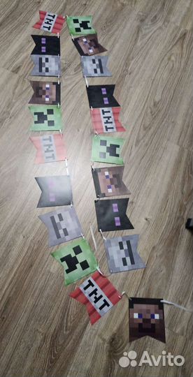 Растяжка с днем рождения among us,minecraft