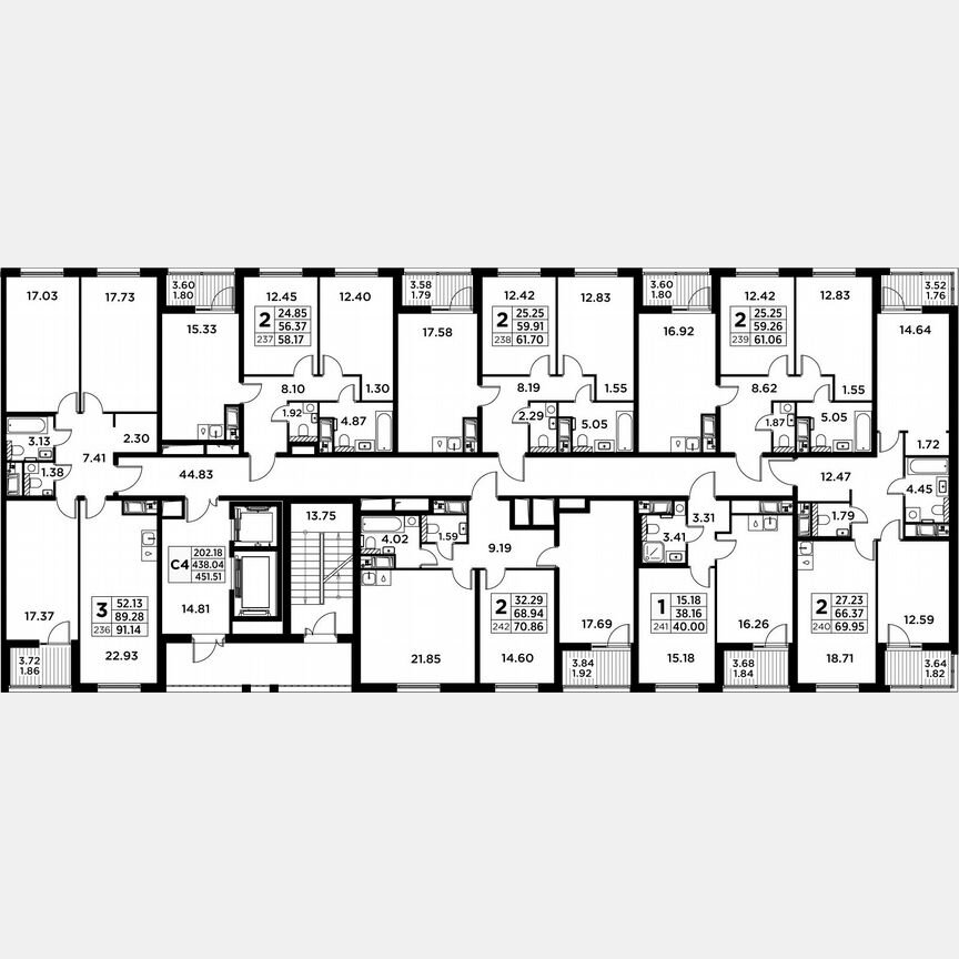 3-к. квартира, 92,5 м², 13/14 эт.