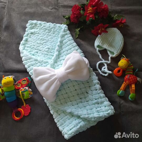 Плед из плюшевой пряжи