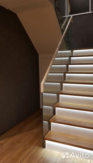 Стеклянное ограждение для лестницы