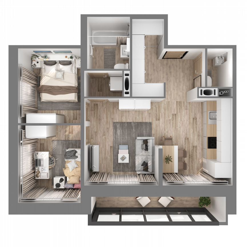2-к. квартира, 56,6 м², 10/23 эт.