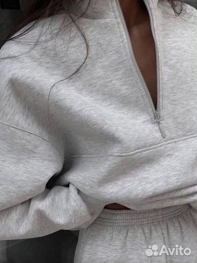 Спортивный костюм женский на флисе серый