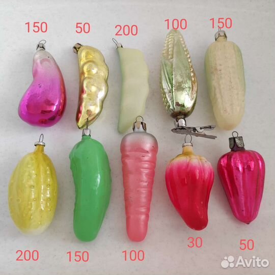 Ёлочные игрушки овощи, ягоды, шишки СССР