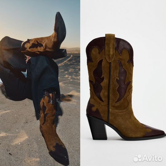 Сапоги Zara натуральная замша р.36-41