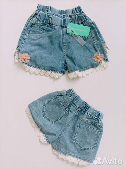Джинсовые шорты с кружевом для девочки