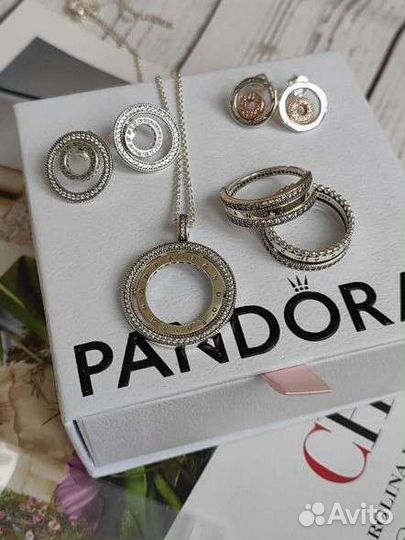 Серьги кольцо Pandora Логомания