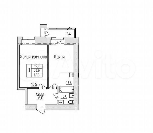 1-к. квартира, 40,2 м², 7/11 эт.