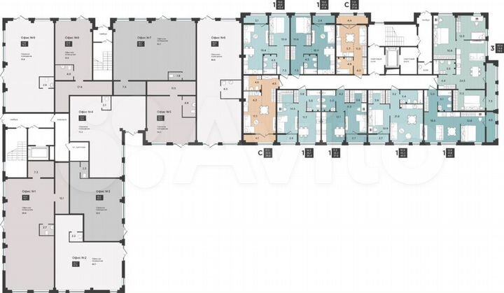 2-к. квартира, 43,4 м², 1/9 эт.