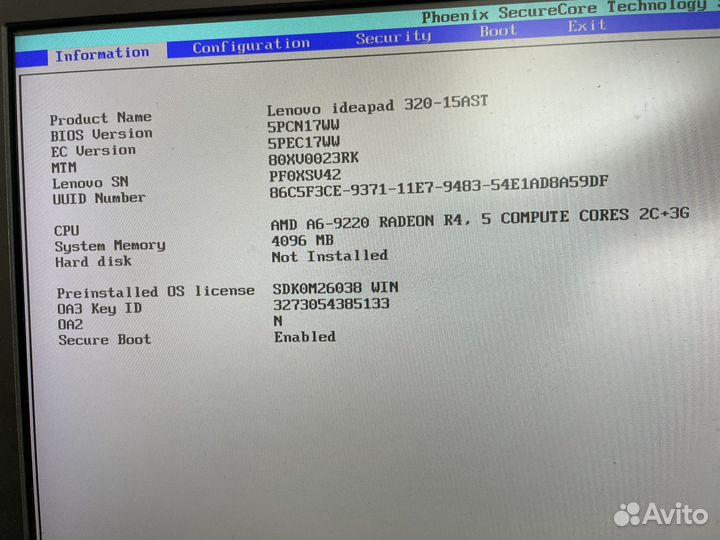 Ноутбук Lenovo ideapad 320 15ast