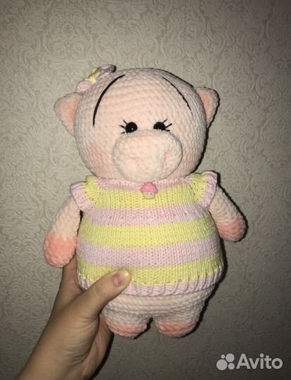 Вязаные игрушки Свинка,бегемот,ёжик