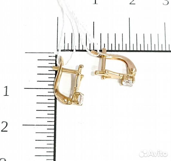Золотые серьги с фианитом