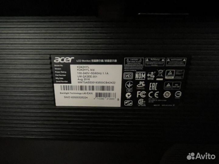 Монитор acer k242hyl