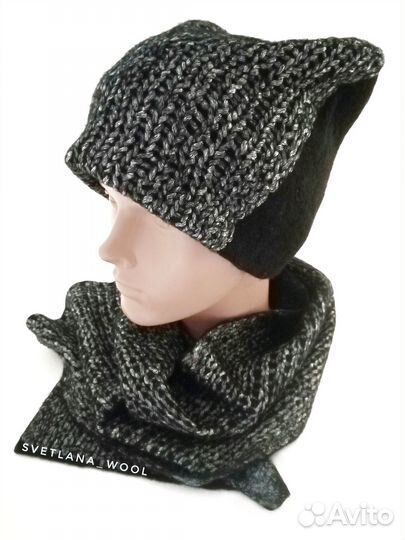 Шапка и шарфик валяные (унисекс)