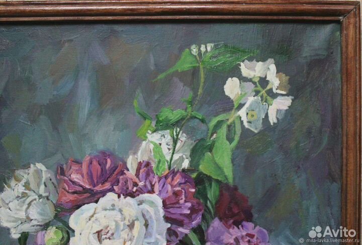 Картина маслом Букет цветов пионы