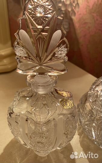 Флакон и шкатулка хрусталь Чехословакия