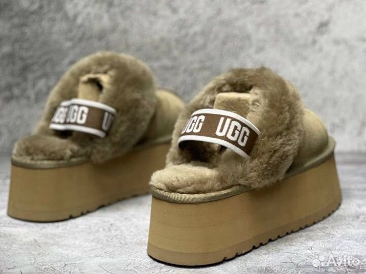 Угги женские с открытой пяткой на платформе 5 см
