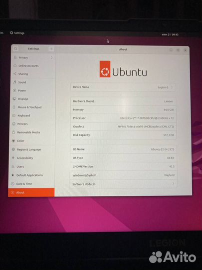 Игровой ноутбук 64Gb RAM Lenovo Legion 5 15IMH05H