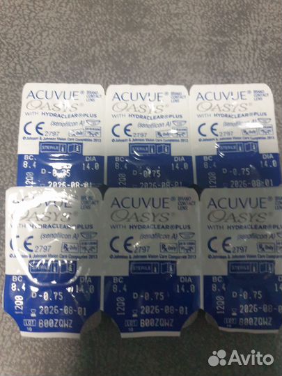 Линзы acuvue oasys -0,75 (8.4)