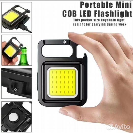 Портативный мини фонарик, карабин с магнитом