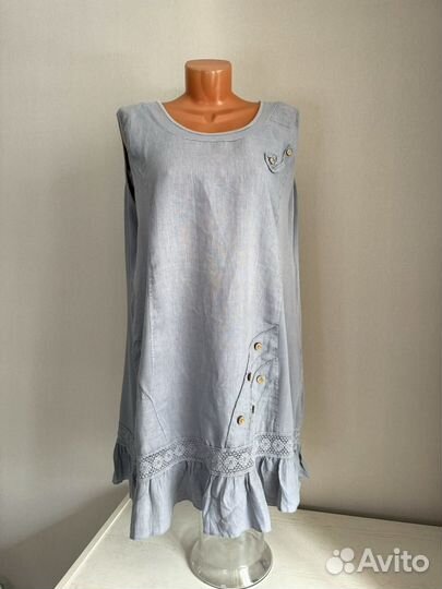 Льняное мини- платье 54-56р. Франция