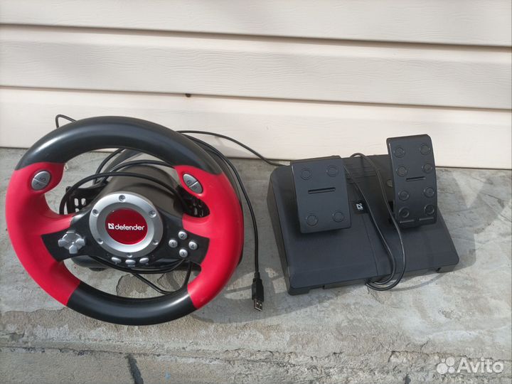 Игровой руль с педалями для пк Defender
