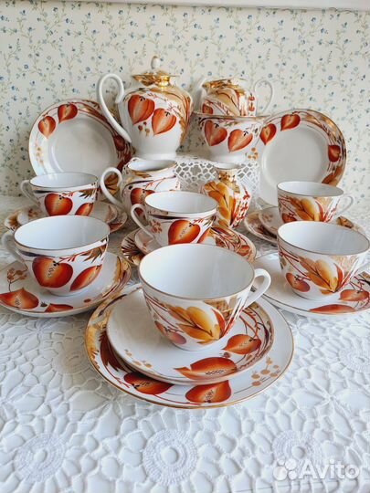 Чайник, чайные пары, тарелки лфз Физалис, СССР